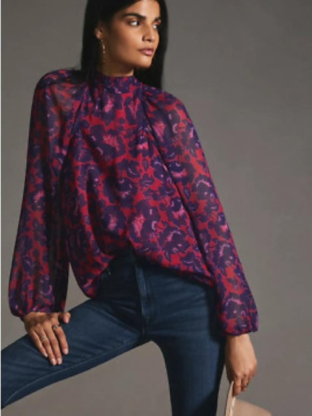 NWT Anthropologie Maeve Blouse XS Pink Purple Floral Open Back Tie Neck $110